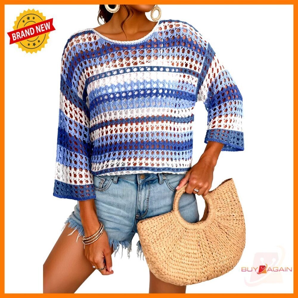 Crochet Hollow Out Sweater Oversized Boho Summer Cover Up Casual
